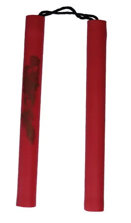Nunchaku: Red Foam Rubber Cord 12" Chuck w/ Gold Dragon DIS