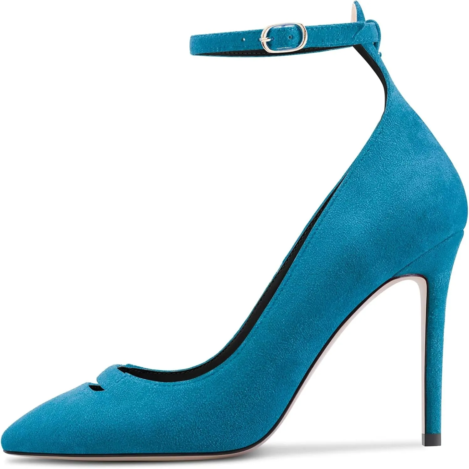 Saekcted Women Stiletto High Heel Pointed Toe Pumps Ankle Strap Wedding Dress Cute 3.9 Inches Heels