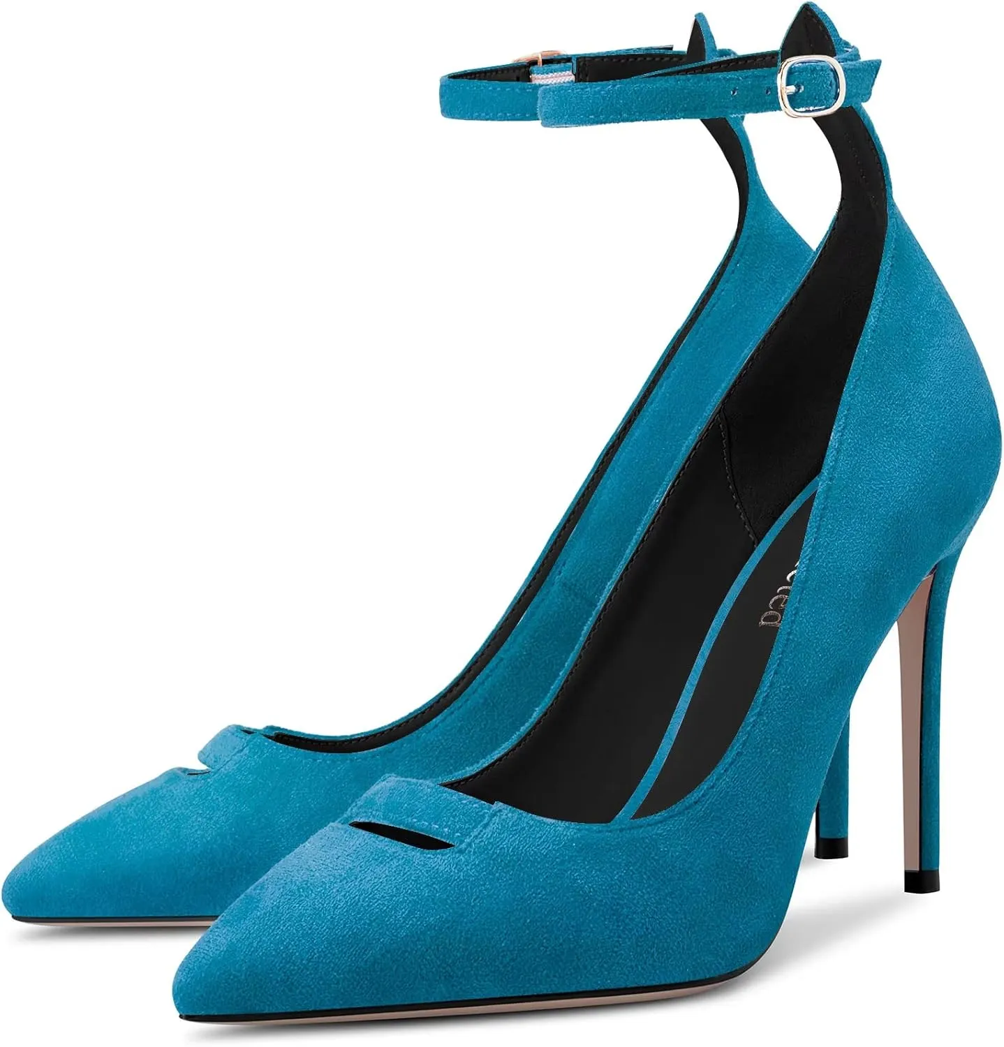 Saekcted Women Stiletto High Heel Pointed Toe Pumps Ankle Strap Wedding Dress Cute 3.9 Inches Heels