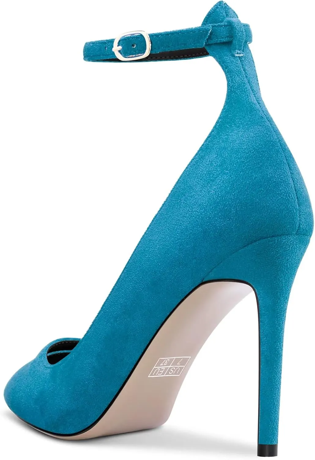 Saekcted Women Stiletto High Heel Pointed Toe Pumps Ankle Strap Wedding Dress Cute 3.9 Inches Heels