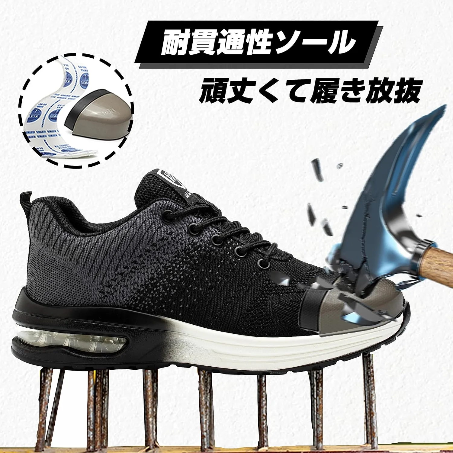 Safety Shoes Steel Toe Shoes for Men Women Breathable Safety Work Sneakers Lightweight Comfortable Proof Slip Resistant Fashion Sneakers Air Cushion Construction Industrial Shoes