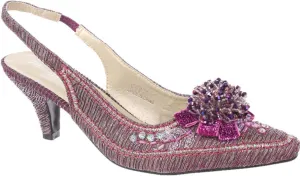 SIMPLY COUTURE Women's Low Heel Closed Toe Slingback Pumps Bowknot Comfortable Dress Shoes