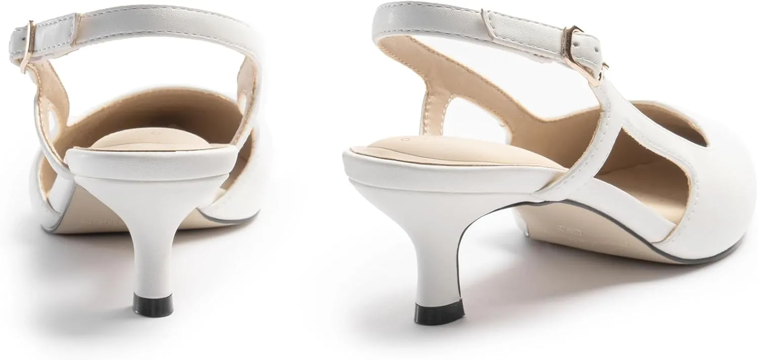 Slingback Kitten Heels for Women, Pointed Closed Toe Heels, Comfortable Women Pumps Low Heel Dress Shoes
