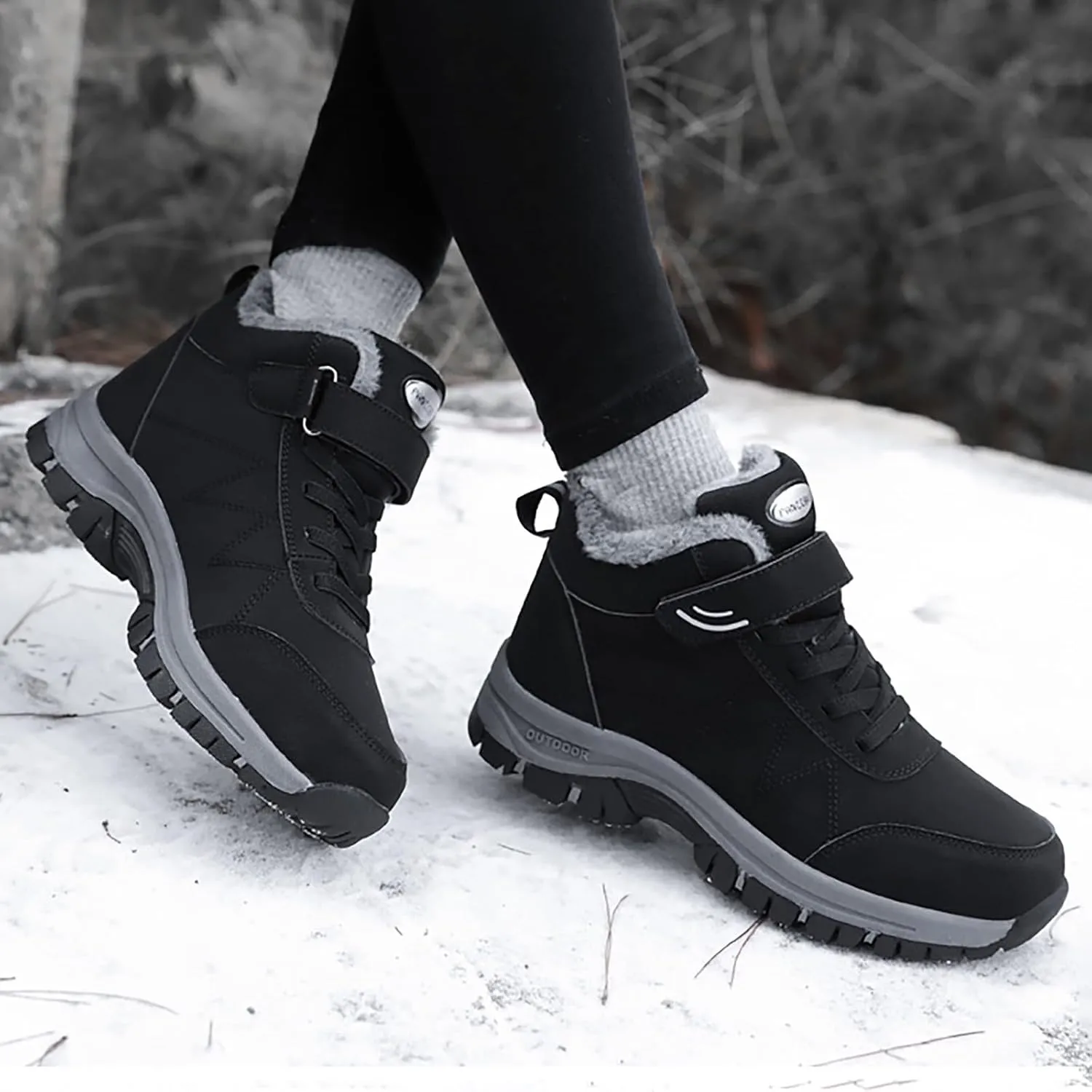Snow Boots For Women Waterproof Padded High Top Thick Bottom Snow Cotton Boots Waterproof Non-Slip Warm Hiking Shoes