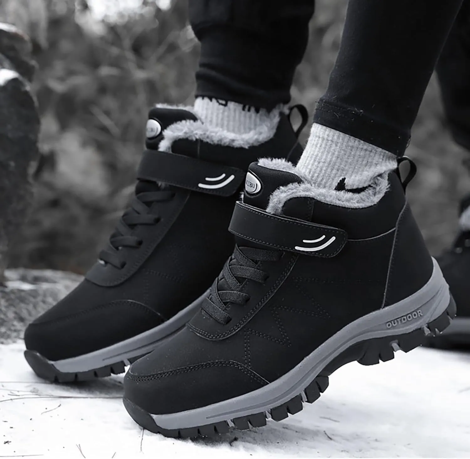 Snow Boots For Women Waterproof Padded High Top Thick Bottom Snow Cotton Boots Waterproof Non-Slip Warm Hiking Shoes