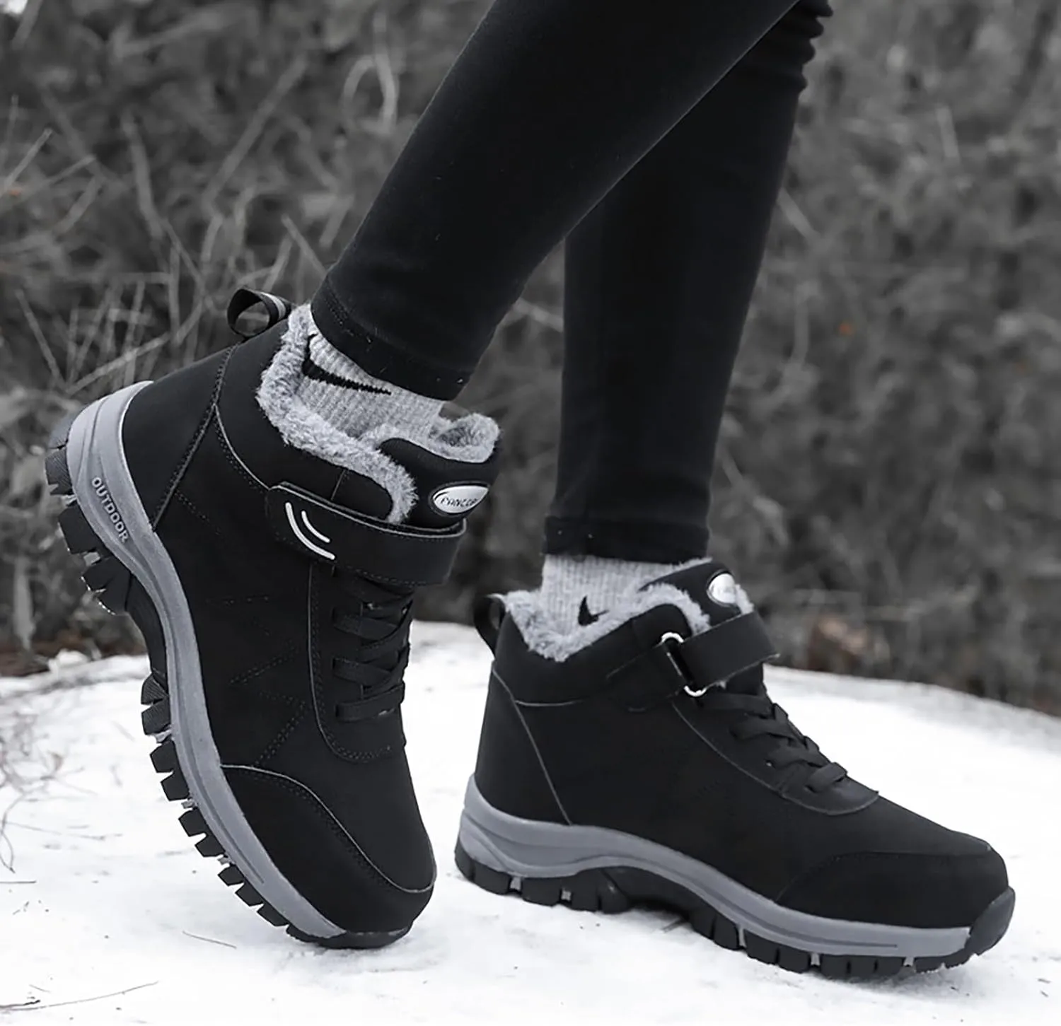 Snow Boots For Women Waterproof Padded High Top Thick Bottom Snow Cotton Boots Waterproof Non-Slip Warm Hiking Shoes