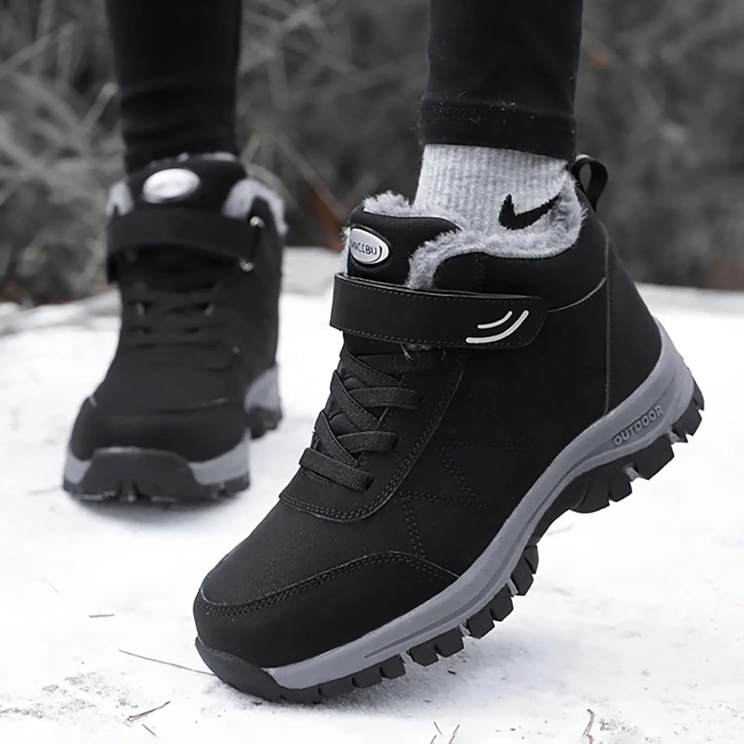 Snow Boots For Women Waterproof Padded High Top Thick Bottom Snow Cotton Boots Waterproof Non-Slip Warm Hiking Shoes