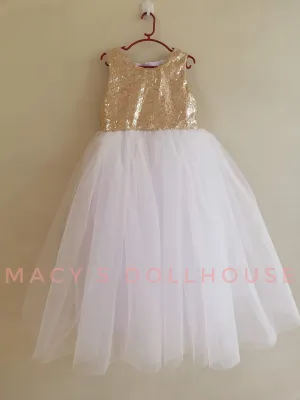 Sparkle Dress in Gold and White