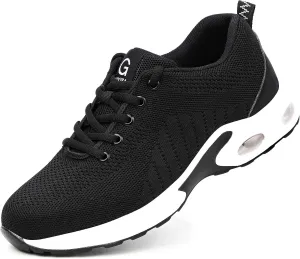 Tongzone Steel Toe Shoes for Women Men Safety Air Cushion Lightweight Sneakers Slip Resistant Industrial and Construction Work Shoes