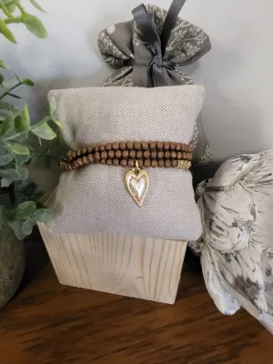 Two Tone Heart Drop Bracelet