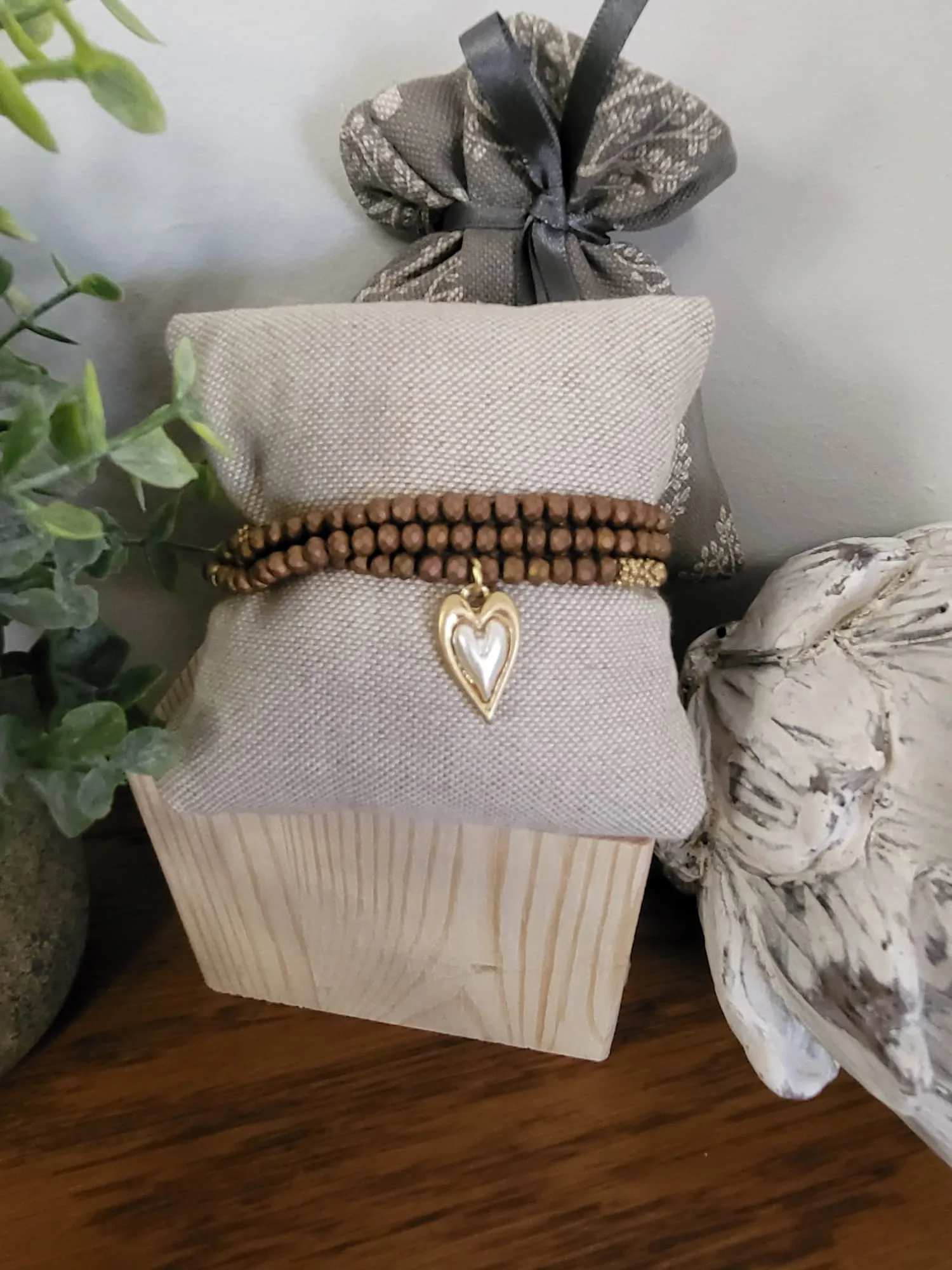 Two Tone Heart Drop Bracelet