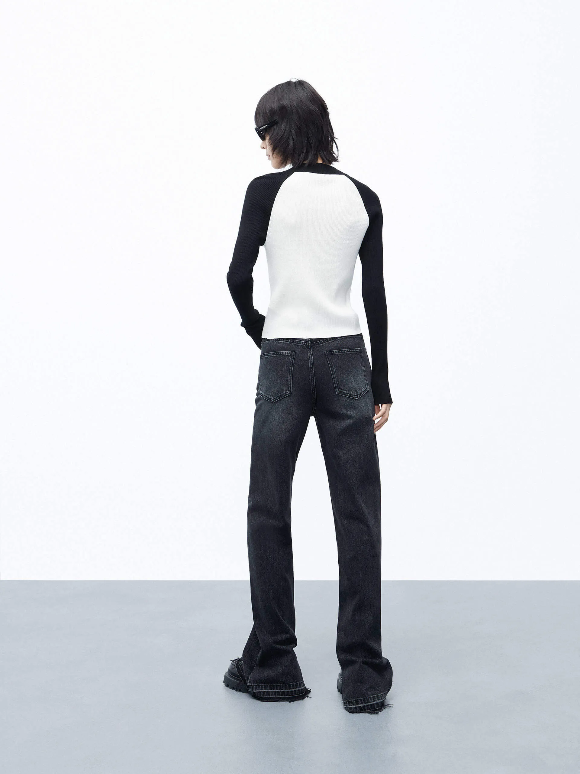 Two Tone Knit Cardigan