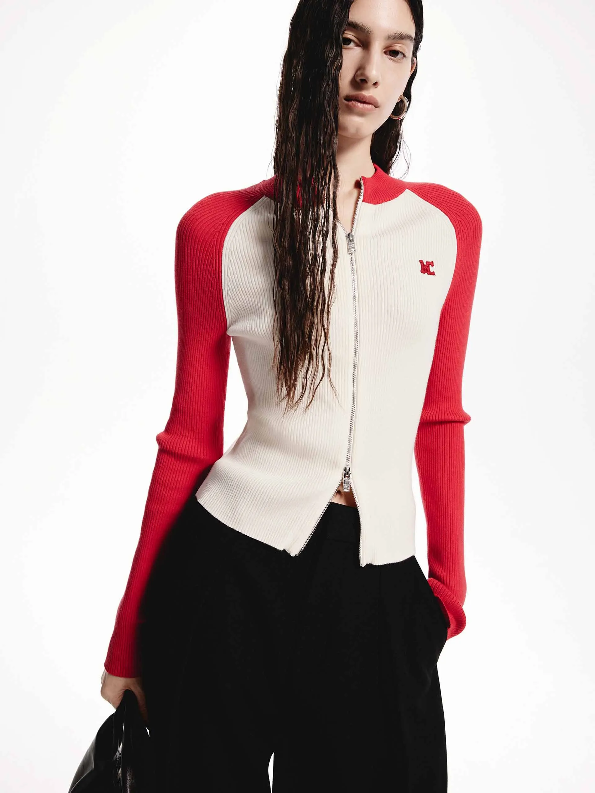 Two Tone Knit Cardigan
