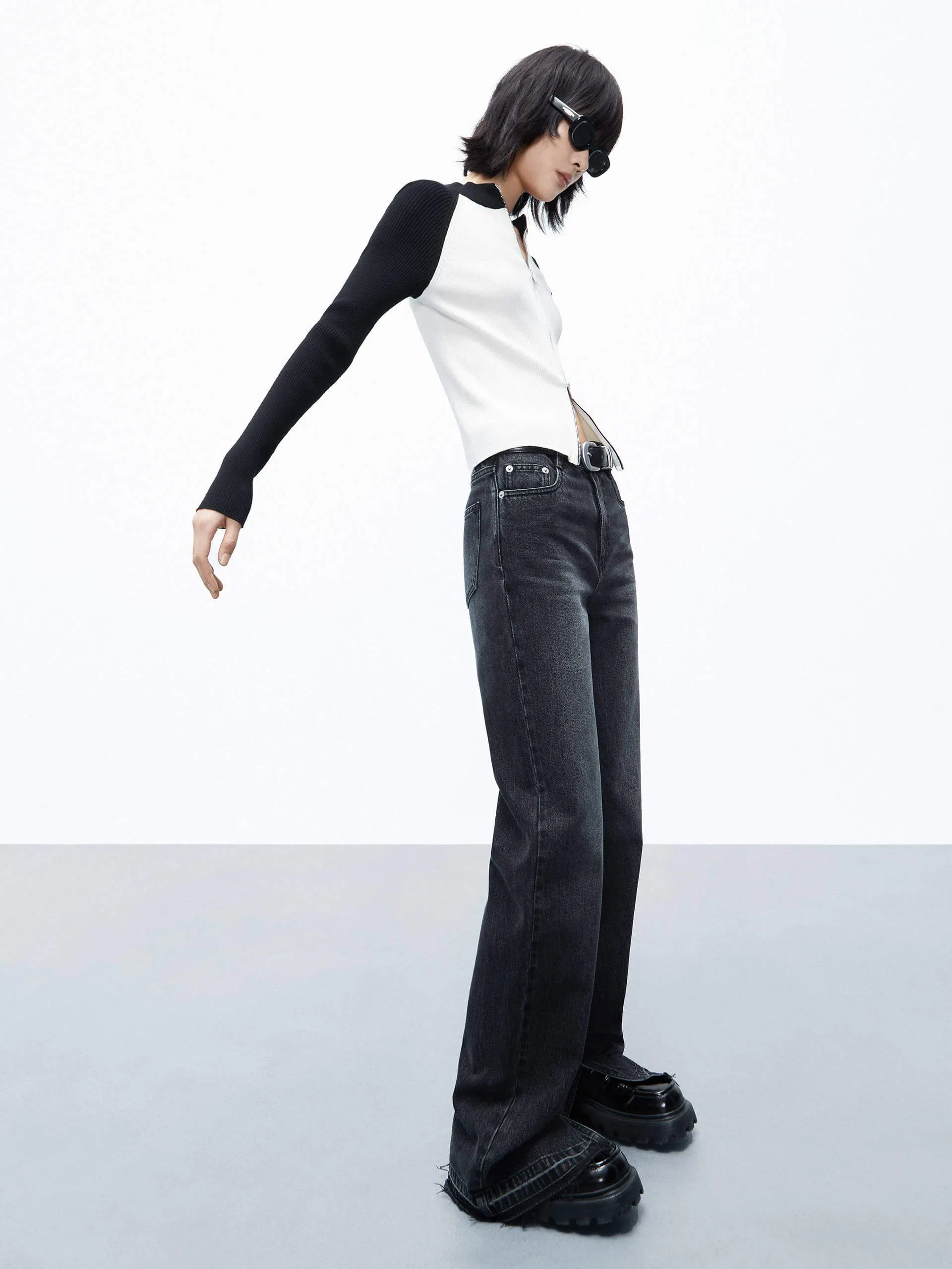 Two Tone Knit Cardigan