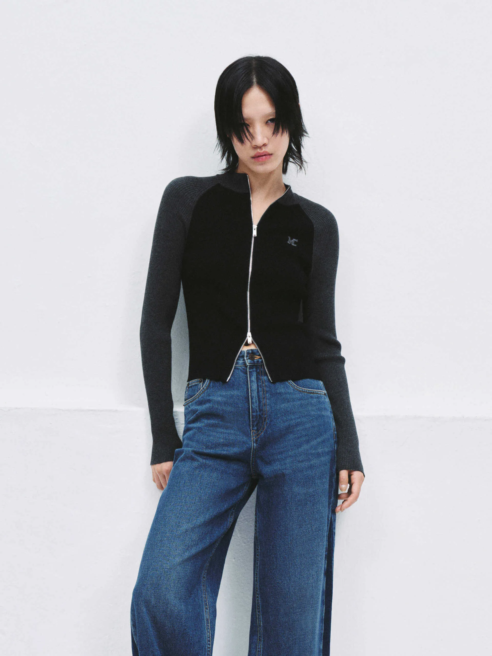 Two Tone Knit Cardigan