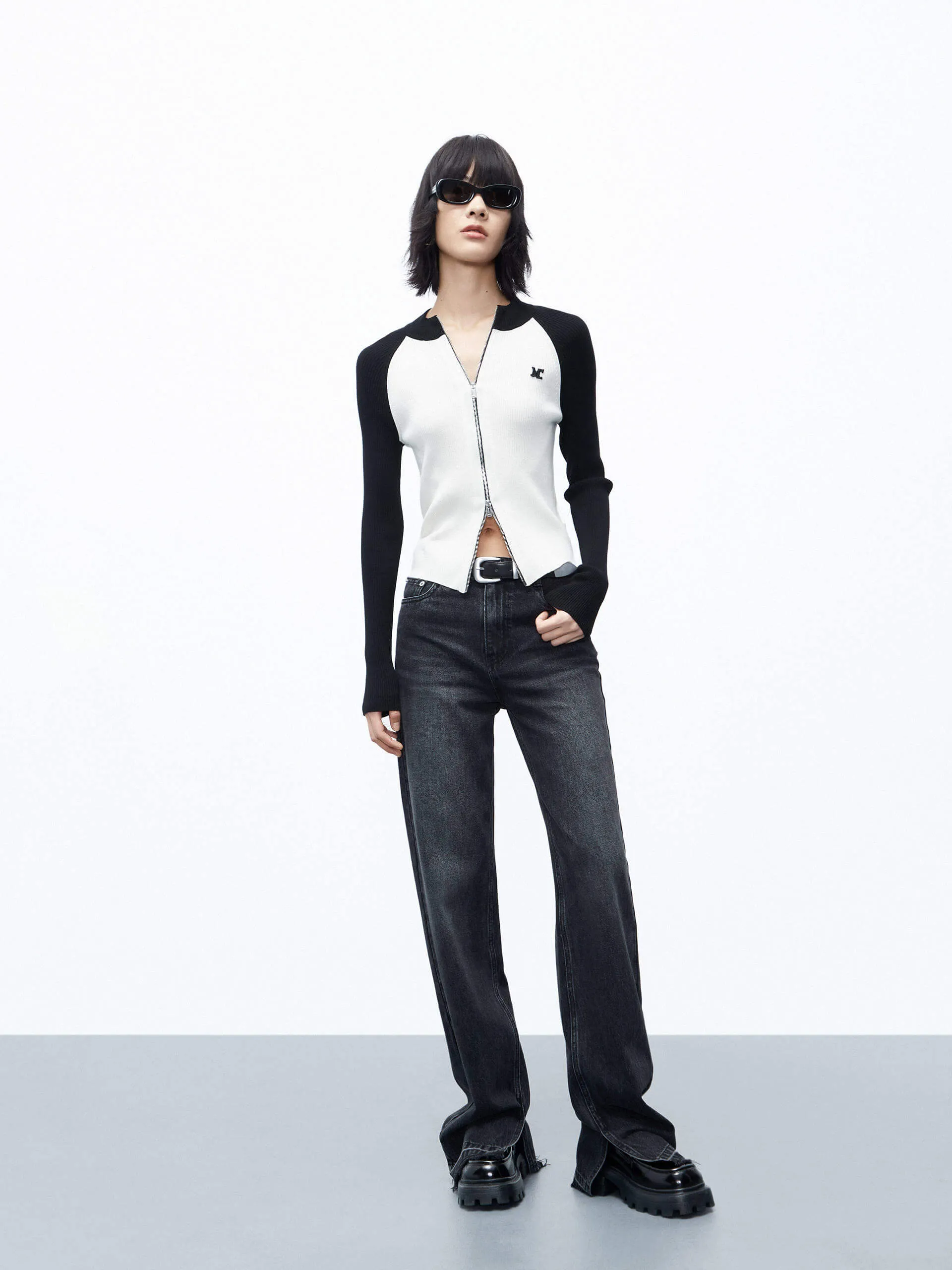 Two Tone Knit Cardigan