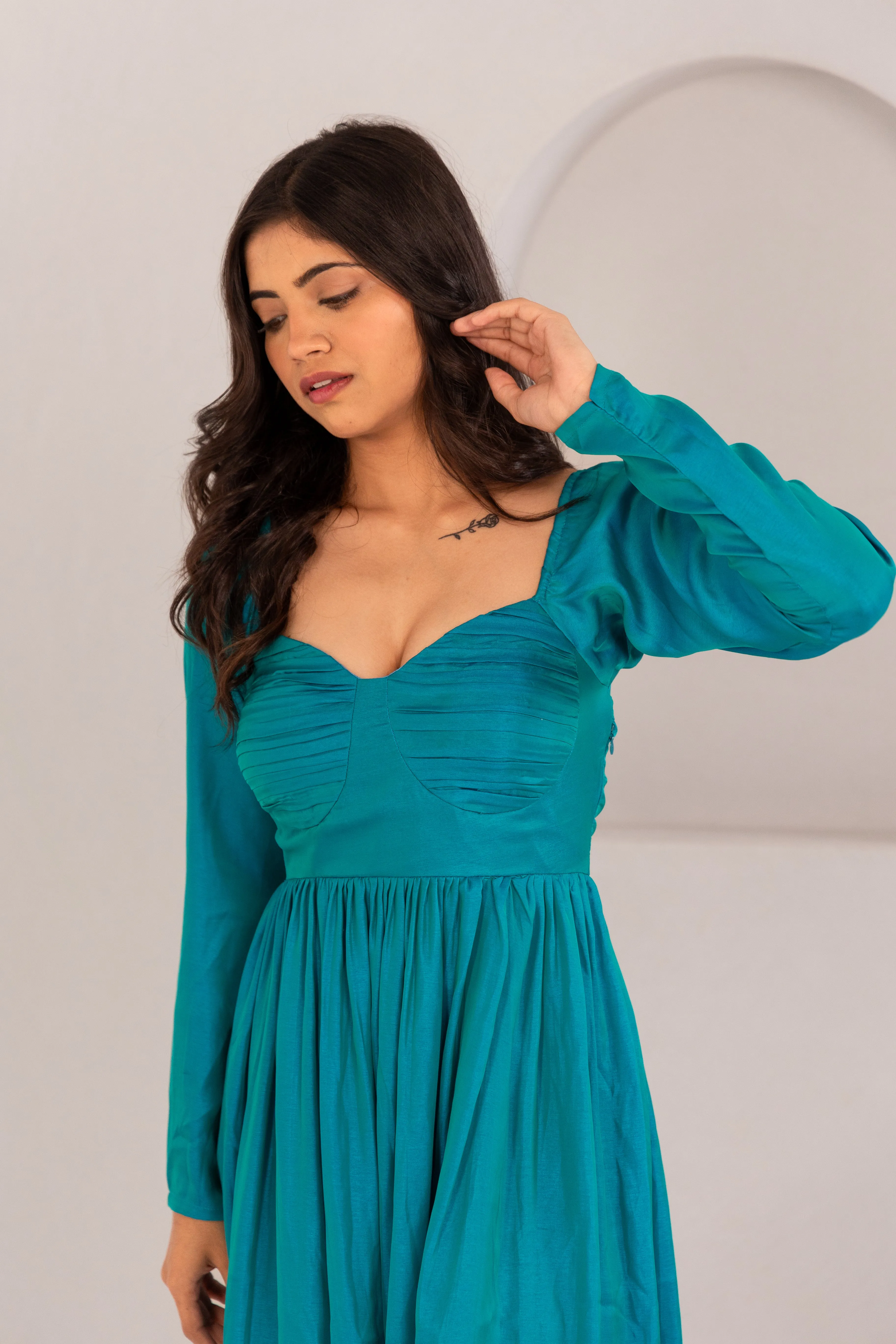 TWO TONE PLEATED DRESS