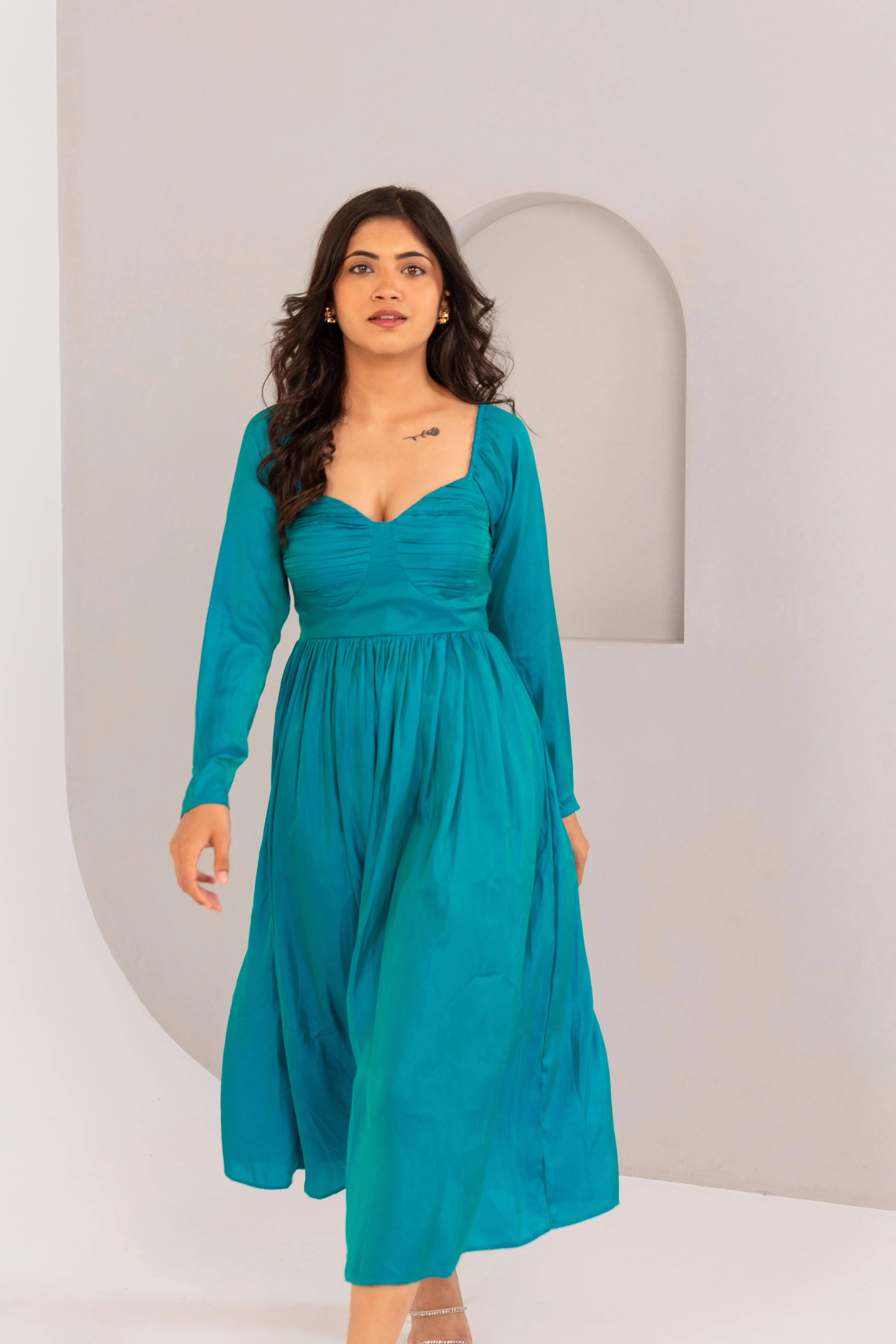 TWO TONE PLEATED DRESS