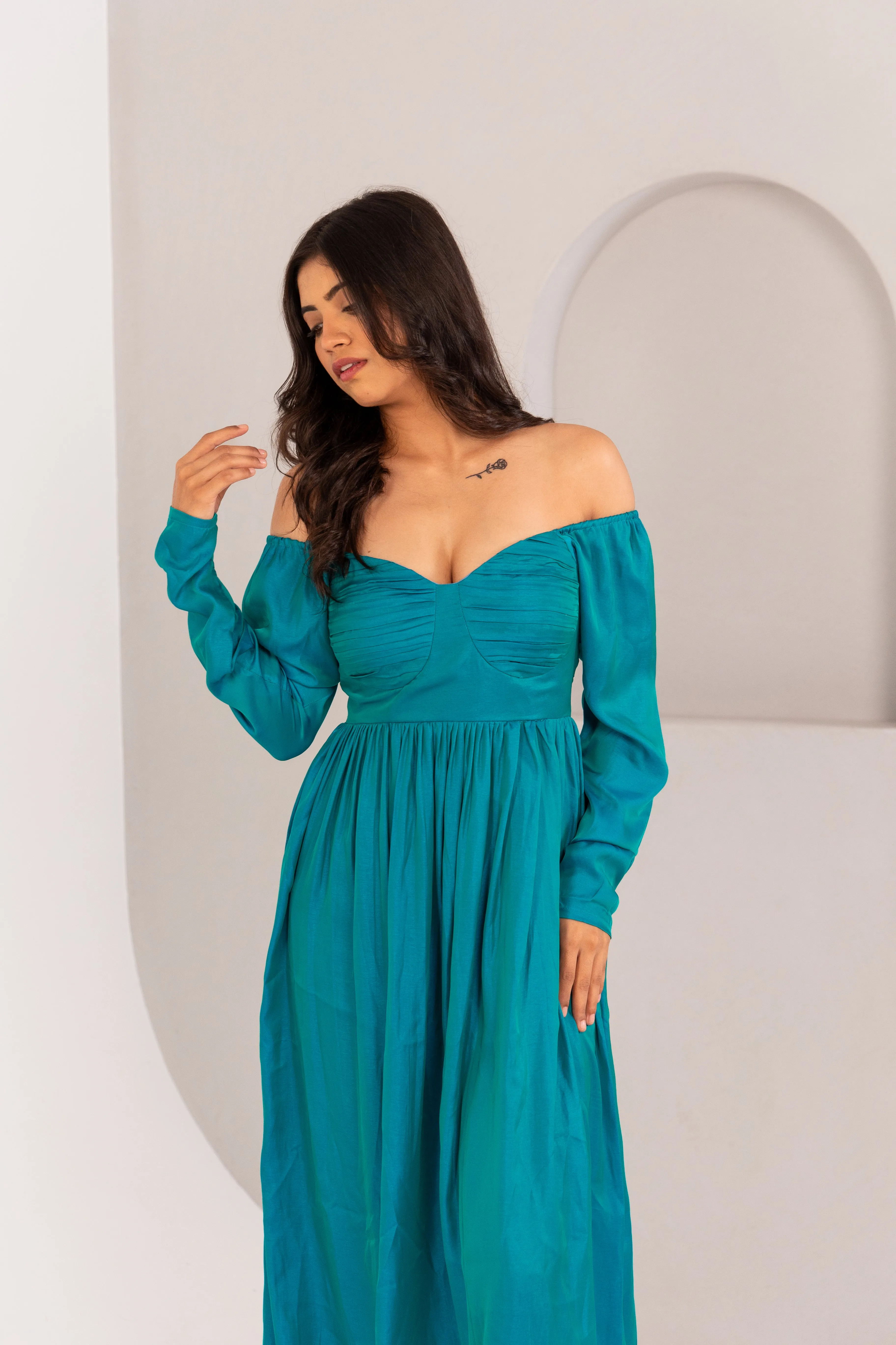 TWO TONE PLEATED DRESS