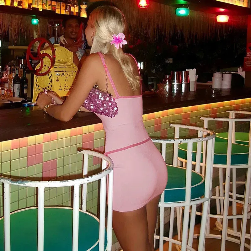 Two Tone Strappy Mini Dress