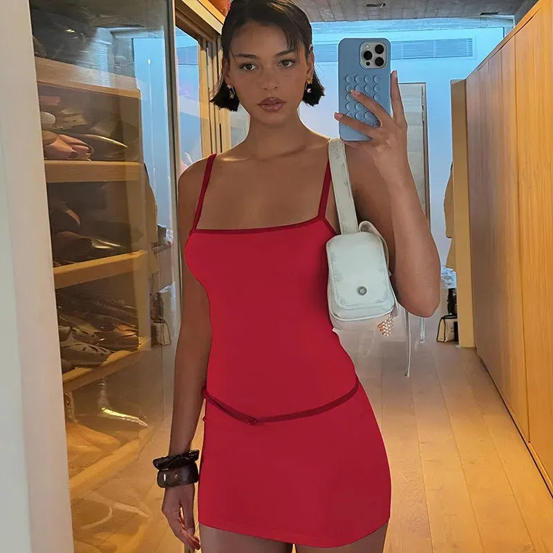 Two Tone Strappy Mini Dress