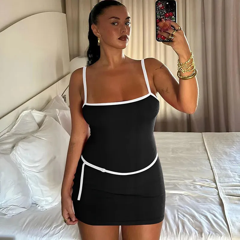 Two Tone Strappy Mini Dress