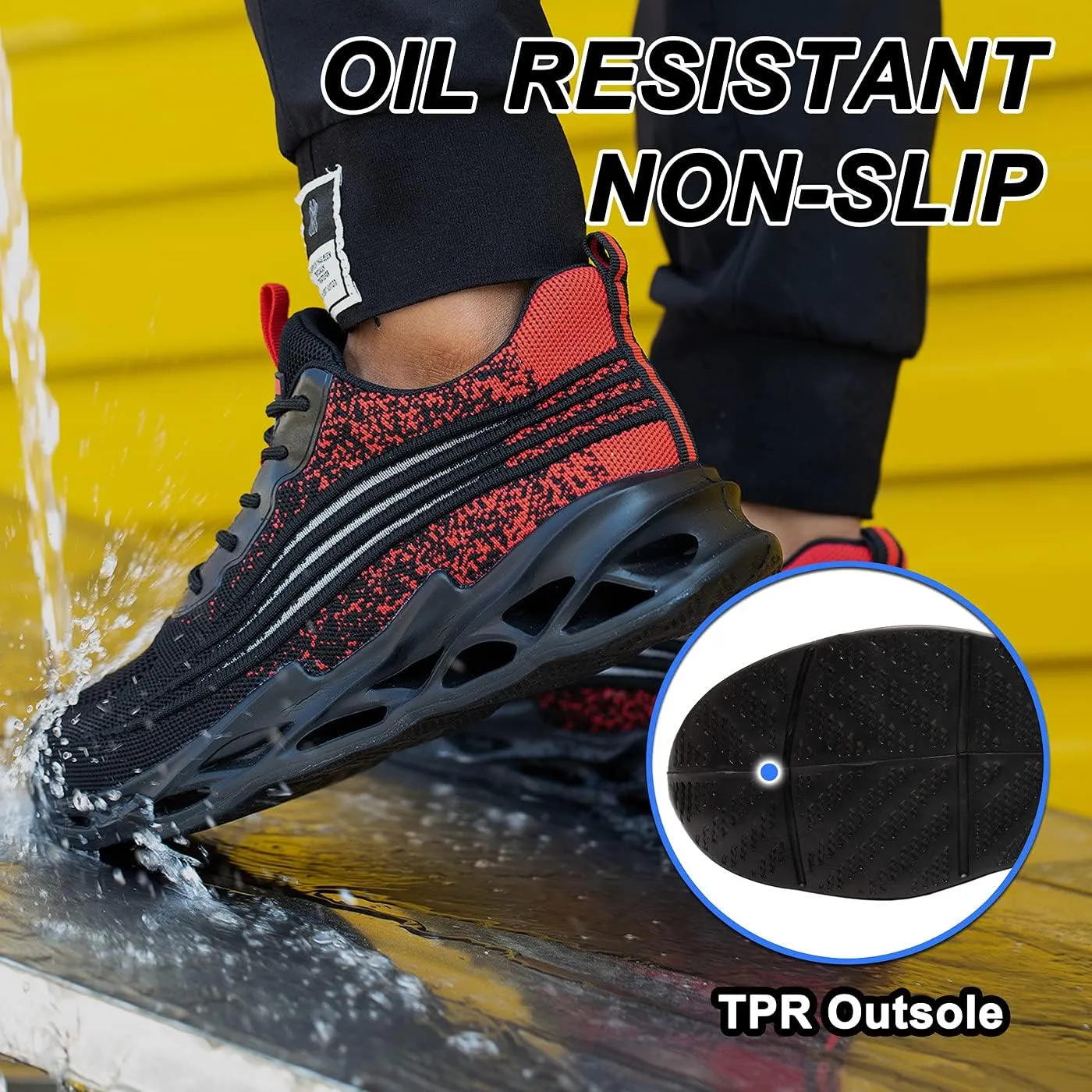 U-lite Breathable Lightweight Mesh Safety Work Shoes for Men Women, Anti-Smash Puncture-Proof Indestructible Industrial Construction Sneakers
