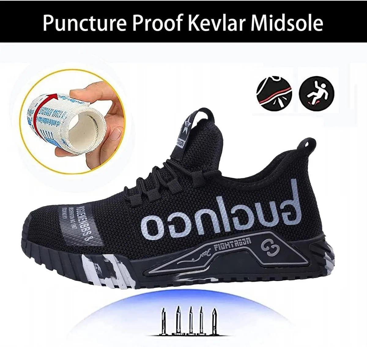 Wide Steel Toe for Women Cushion Safety Shoes,Men Composite Toe Shoe for Women Work and Safety Footwear Breathable Comfortable Slip Resistant,