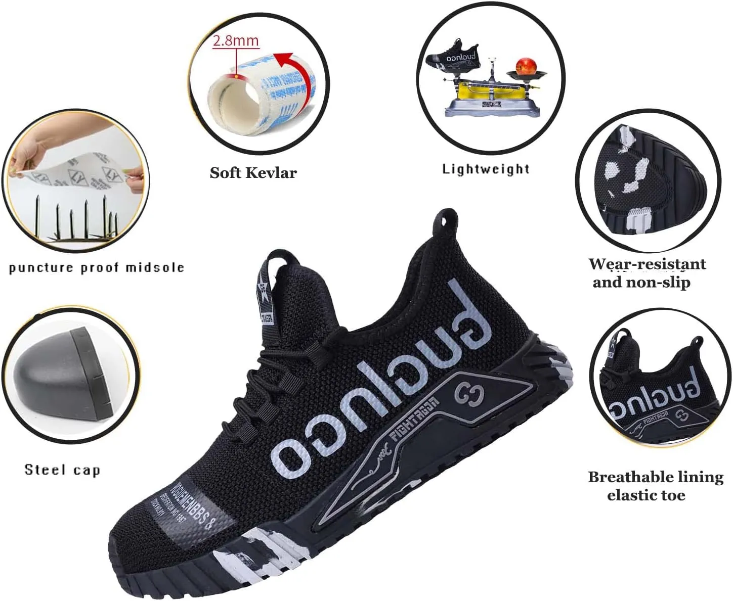 Wide Steel Toe for Women Cushion Safety Shoes,Men Composite Toe Shoe for Women Work and Safety Footwear Breathable Comfortable Slip Resistant,