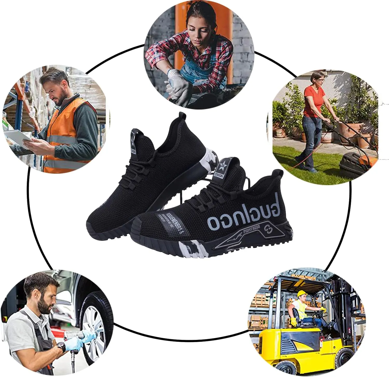Wide Steel Toe for Women Cushion Safety Shoes,Men Composite Toe Shoe for Women Work and Safety Footwear Breathable Comfortable Slip Resistant,
