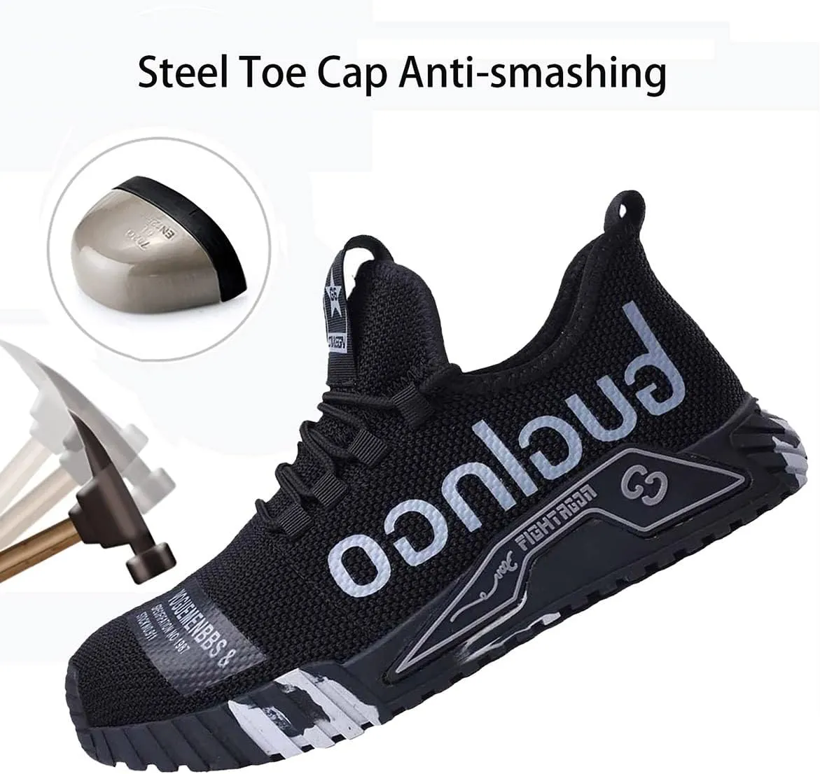 Wide Steel Toe for Women Cushion Safety Shoes,Men Composite Toe Shoe for Women Work and Safety Footwear Breathable Comfortable Slip Resistant,