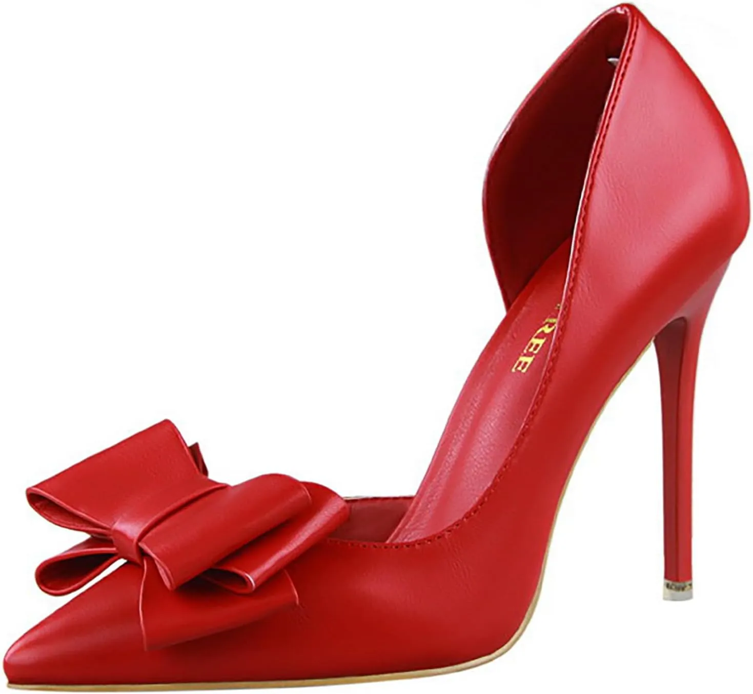 Womens Bow Heels Stiletto D'Orsay Double Bow Pumps Pointed Toe Women Dress Shoes Slip on Wedding Shoes for Bride Bridesmaid