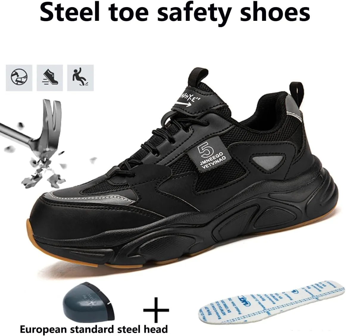 Women's Work Safety Shoes Steel Toe Sneakers Comfortable Breathable Anti-Smash Kevlar Anti Stabbing Thick Bottom Pops Shoes Site Protection Shoes