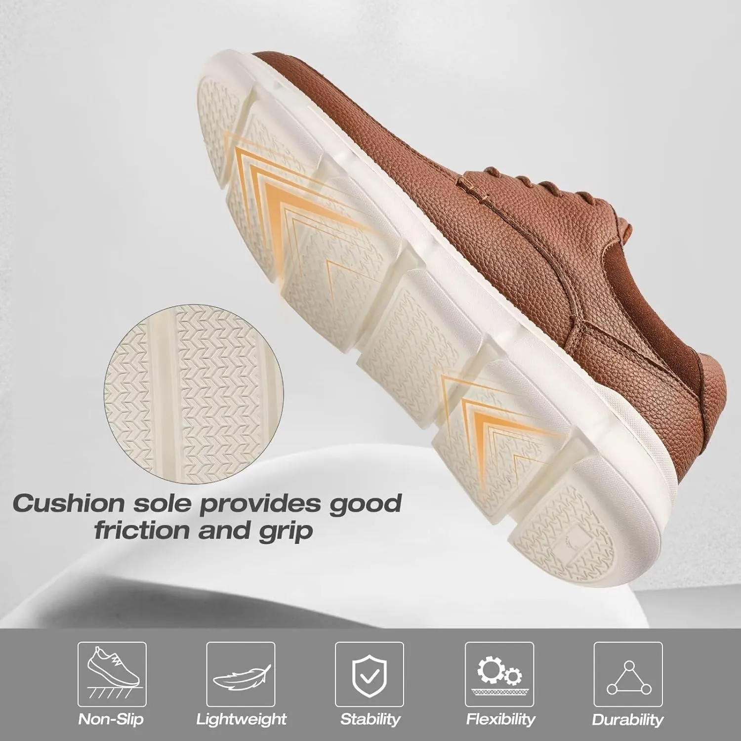 XPACS Men's Orthopedic Leather Dress Walking Shoes: Comfortable Arch Support Plantar Fasciitis Orthotic Formal Tennis Oxford, Flat Feet Casual Business Working Shoes for Foot and Heel Pain Relief